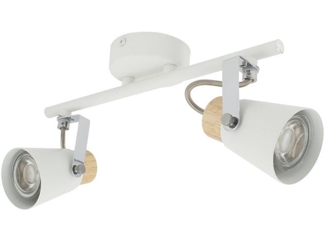 Focos Ledkia Mara 2 blanco madera acero lighting techo orientable y metal 300x100x205 mm gu10 decoración