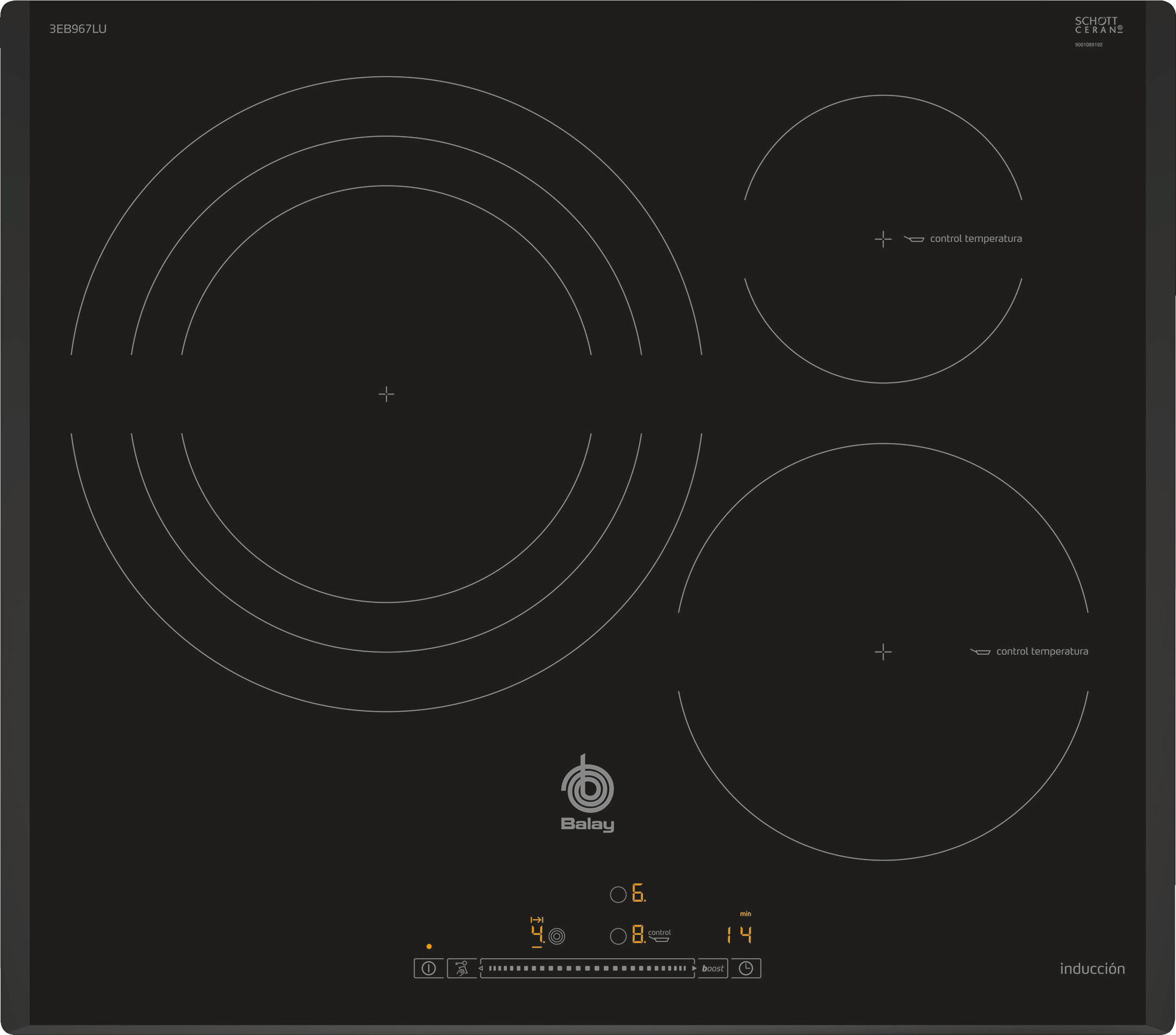 Placa de Inducción BALAY 3EB967LU (Eléctrica - 59.2 cm - Negro)
