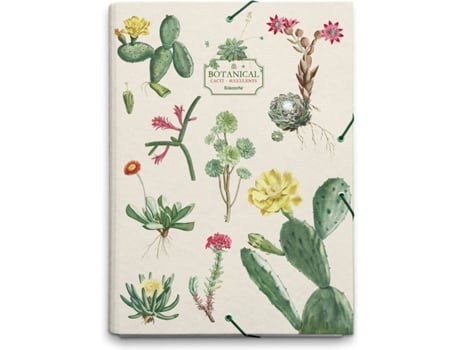 Carpeta Solapas Botanical cacti a4 clasificadora escolar portafolios gomas cubierta con erik editores 34 x 255