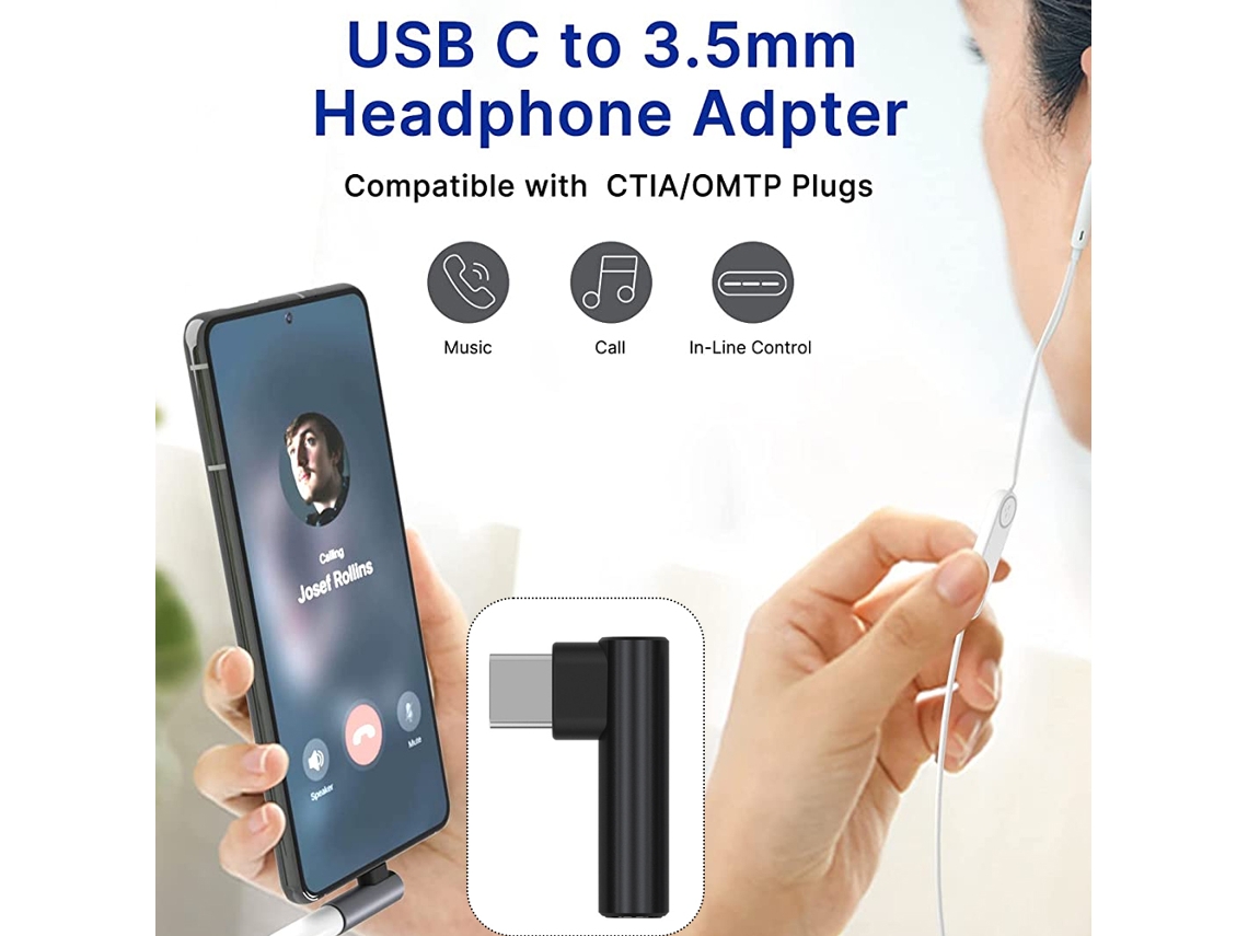 Adaptador de auriculares USB-C Convertidor de audio de 90 grados