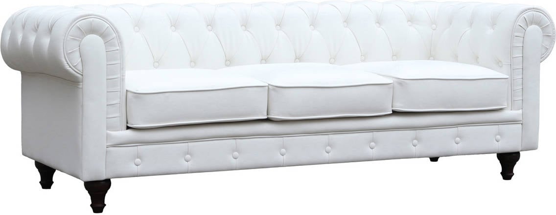 Sofá Chesterfield Modelo aliza 3 plazas blanco habitat et jardin fijo de color y imitación 208 82 70