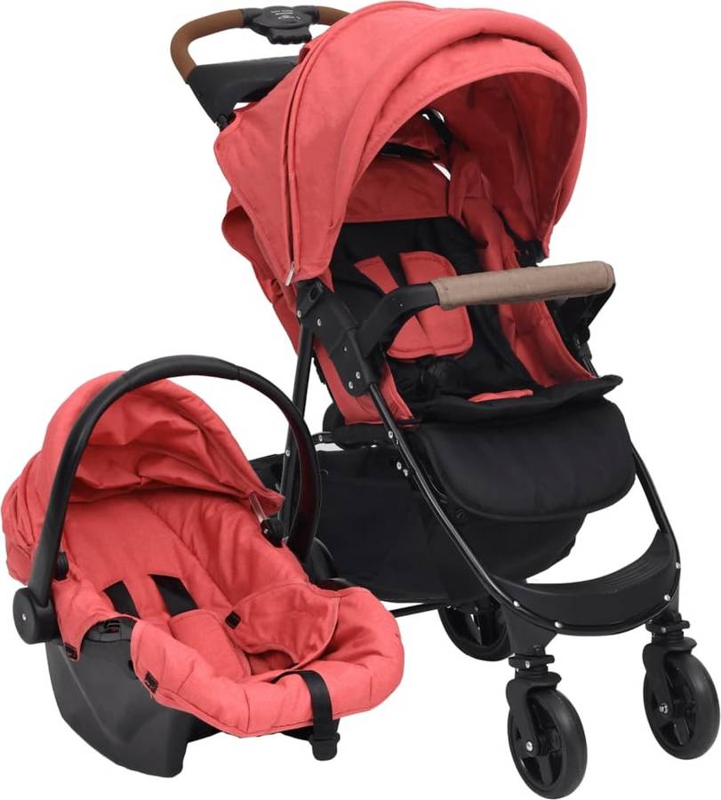 Carrito de Bebé Trio VIDAXL 3 en 1 de Acero Rojo