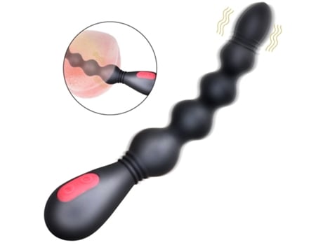 Vibrador de masaje de cuentas anales de silicona de 9 frecuencias para adultos (negro) VEANXIN