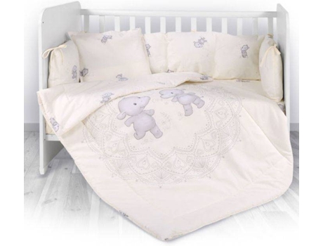 Juego de Textil de Cama Rejillas LORELLI LILY Ranforce Happy Hippo Bei (5 Piezas)