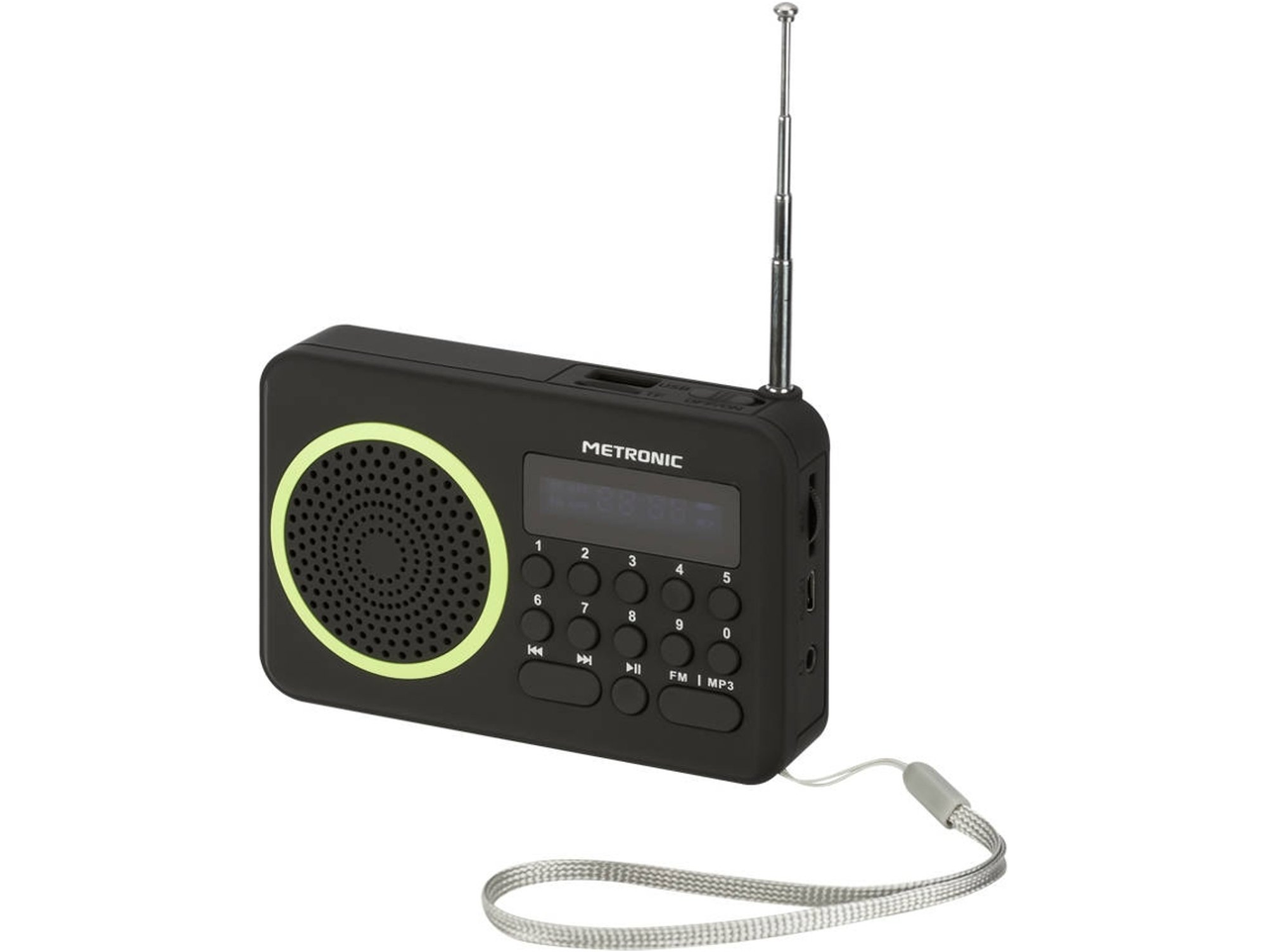 Radio Metronic 477202 verde fm compacto con puerto usb lector tarjeta micro sd color negroverde mp3