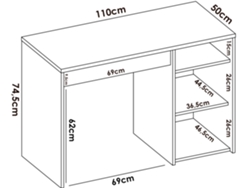 Comprar Mesa de estudio colores blanco-nordic 120x78x51