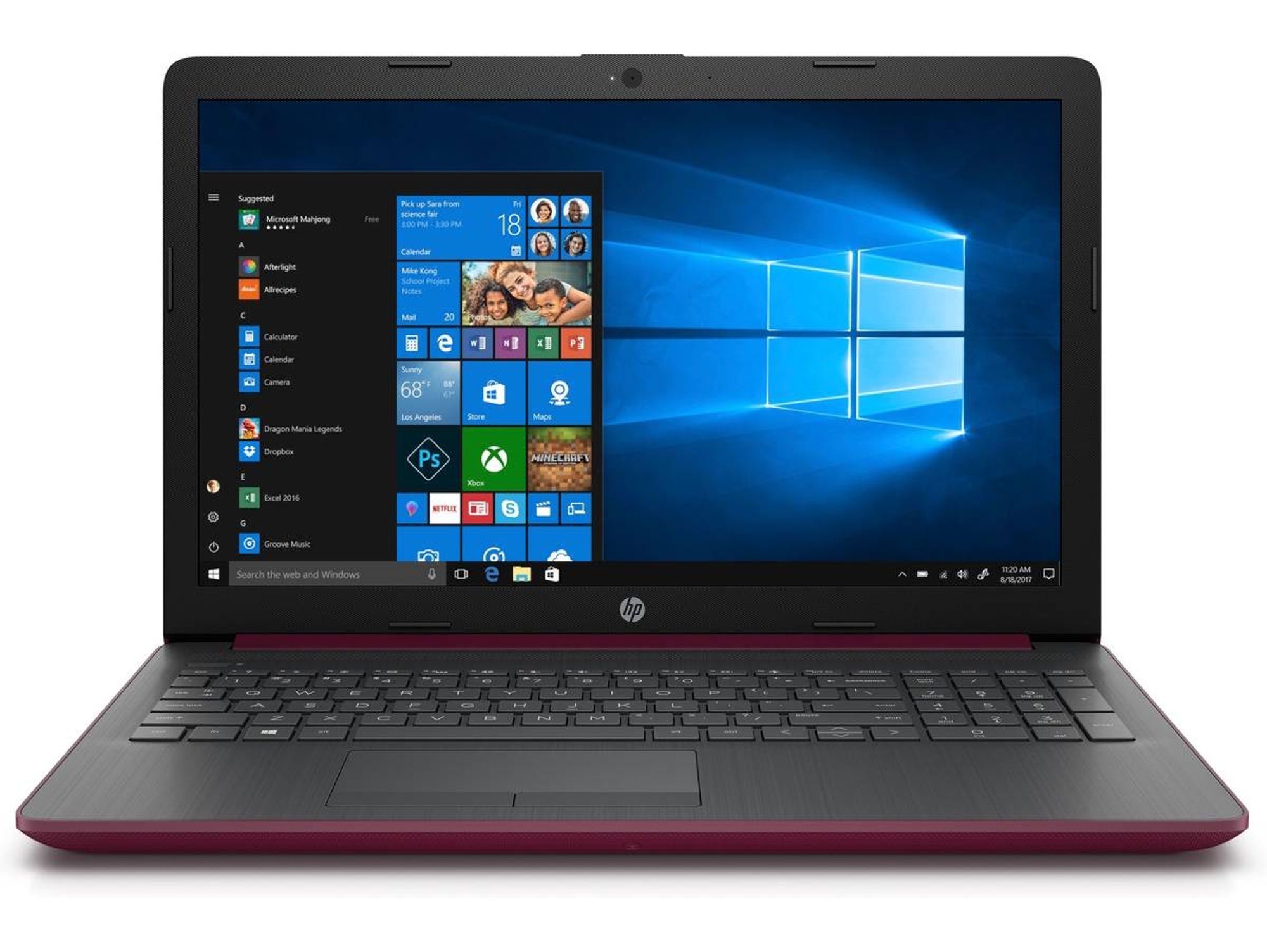 Portatil Hp 15da0030ns i37020u 8gb 256ssd 15.6 windows 10 home rojonegro ram 256gb w10 da0030ns 3zt64ea 8 256 620