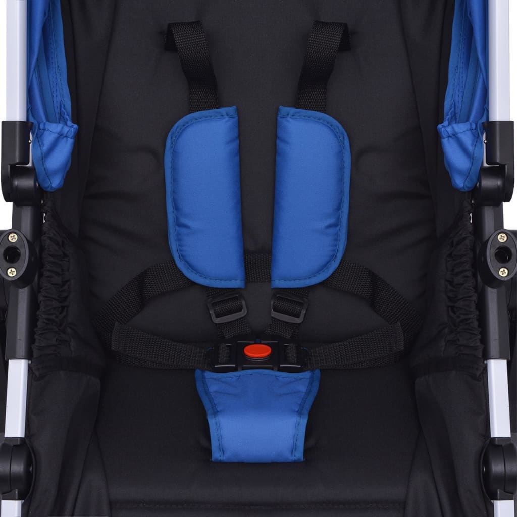 vidaXL Cochecito de bebé 3 en 1 azul y negro aluminio