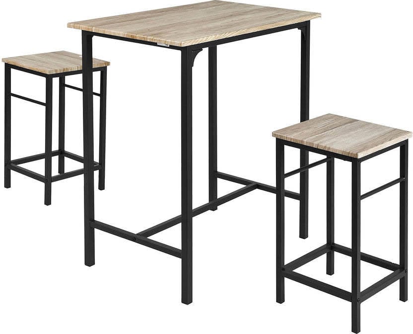 Conjunto de Comedor SOBUY (Marrón y Negro - MDF y Metal - 80x50x87 cm)