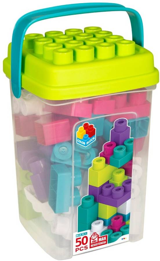 Juegos de Construcciones COLOR BLOCK Balde (Edad Mínima: 18 Meses - 50 Piezas)