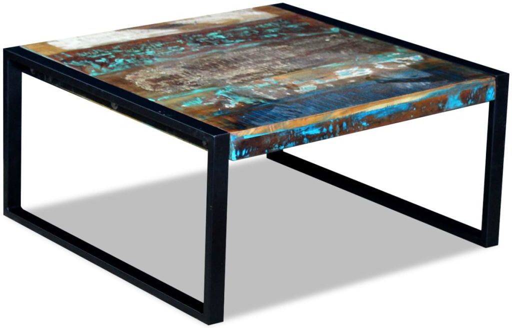 Mesa De Centro vidaxl madera maciza reciclada y hierro 80x80x40 cm art planet 80x80x40cm