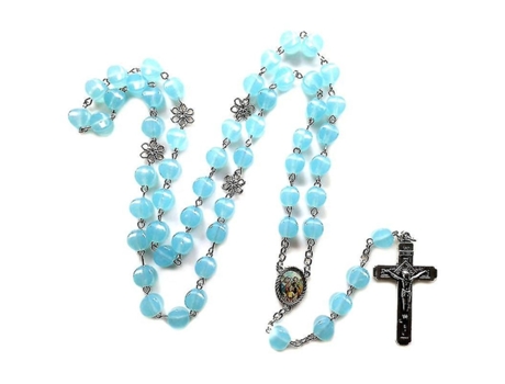 Collar luminoso de cuentas de rosario de 10 mm con Jesus Crucifix Cross Collares