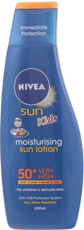 Nivea Sun Babies kids sensitive leche solar para niños fp50+ 1 x 200 ml protector infantil piel sensible cre 50+