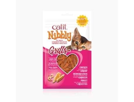 Snack saludables para gatos CATIT Nibbly Grills, Pollo & Gambas, 30g