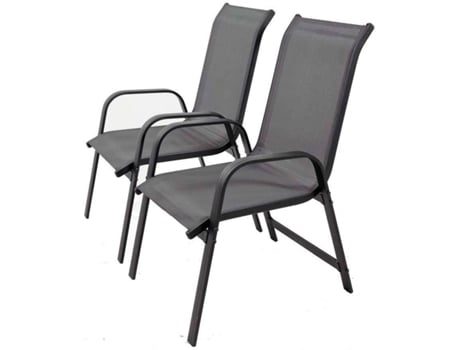 Conjunto 2 Sillas de habitat et jardin porto gris oscuro 75.5x55.5x99 cm juego para textileno