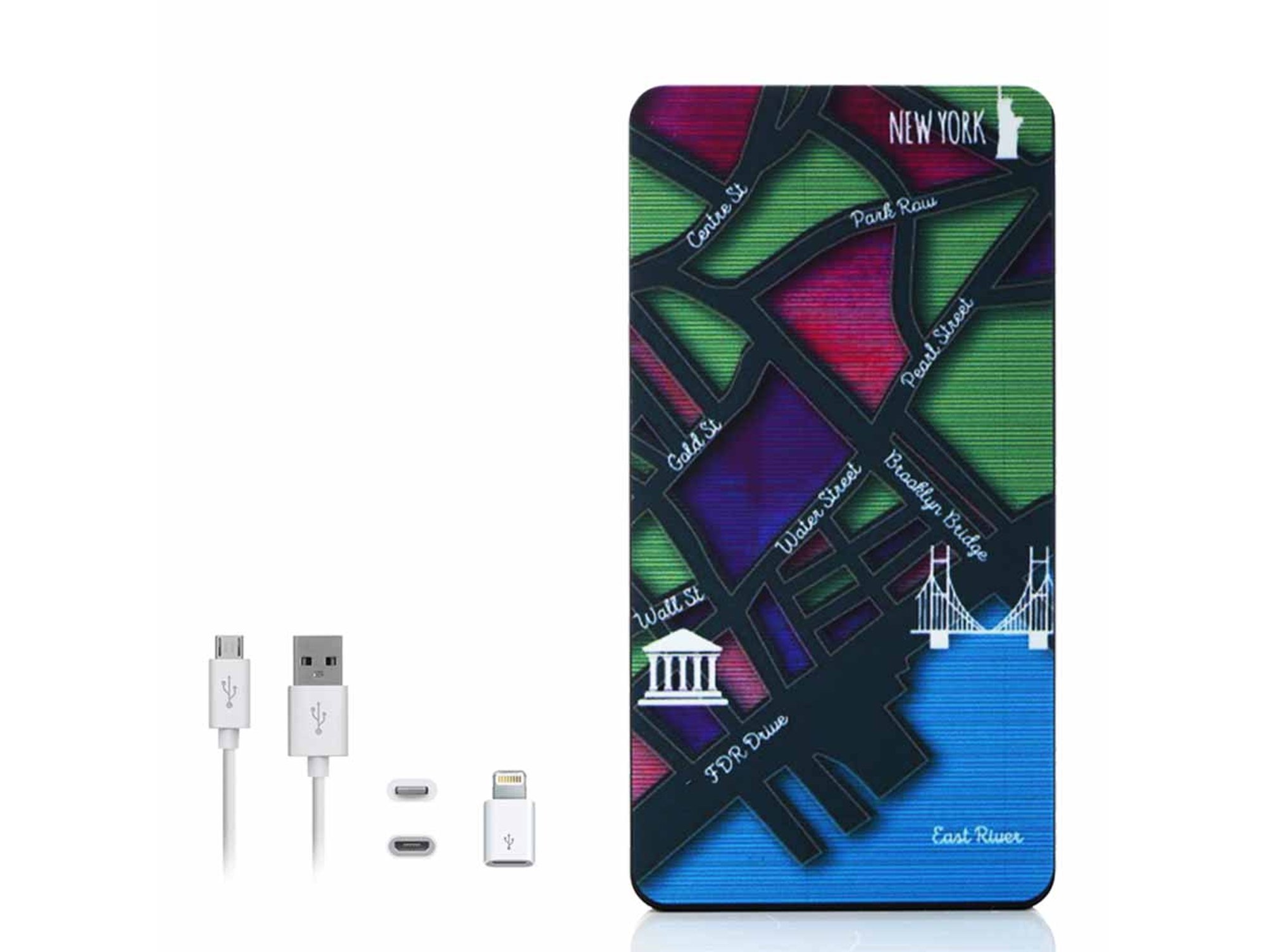 Powerbank YZSY Nueva York (5000 mAh - USB - MicroUSB - Lightning - Multicolor)