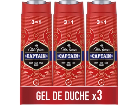 Pack Gel de Duche e Champô OLD SPICE Captain (3 x 400 ml)