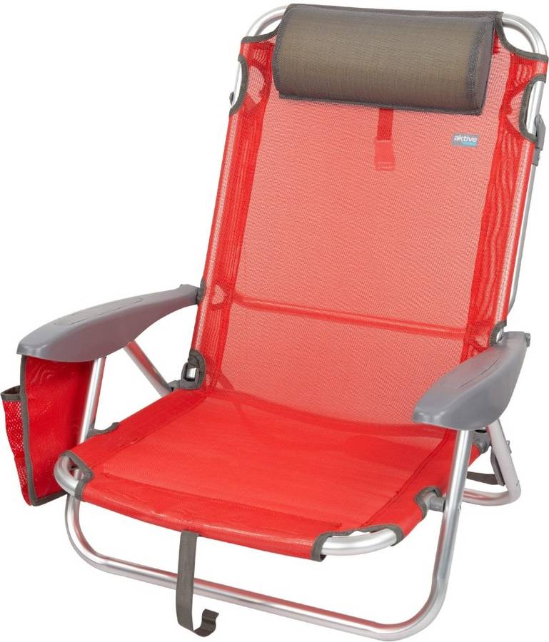 Aktive Silla Alu 4 pos 51x45x76cm ccojin+bolsillo+asatextil color menorca x1 67x67x76cm ccojin+bolsillo+asatextile roja de playa plegable reclinable 67x67x76