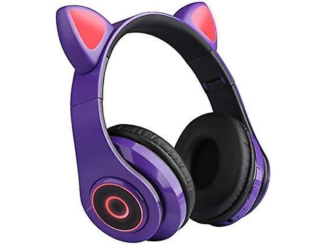 Auriculares orejas de gato bluetooth violeta, Cascos