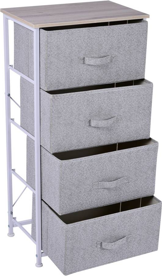 Cajonera Organizador Con 4 de tela para dormitorio homcom multicolor 45x30x92 cm mdf y acero textil no 831251wt 39 28 215