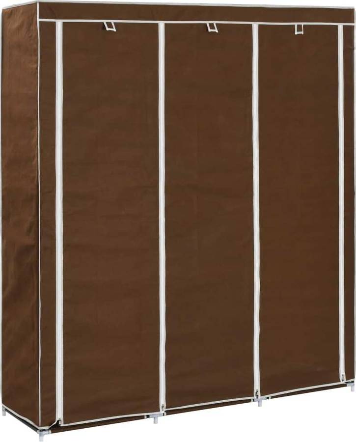 Guardarropa Vidaxl Y barras 150x45x175cm tejido armario con compartimentos varillas marron 150x45x175