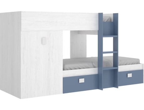 Homekit Cama Juvenil tipo tren 2 artic+aguamarina sencillo conjunto de cuarto dkit escalera armario cajones azul y