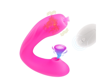 Vibrador de succión de lengua con control remoto inalámbrico portátil para mujeres (rosa) VEANXIN