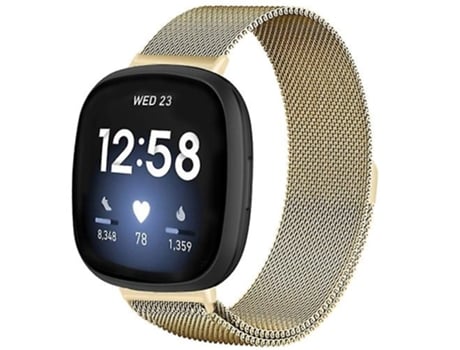 Correa para Fitbit Versa 4 / Versa 3 20 mm Correa de reloj con hebilla dividida magnética de metal milanés Retro Gold VENISYMLIS