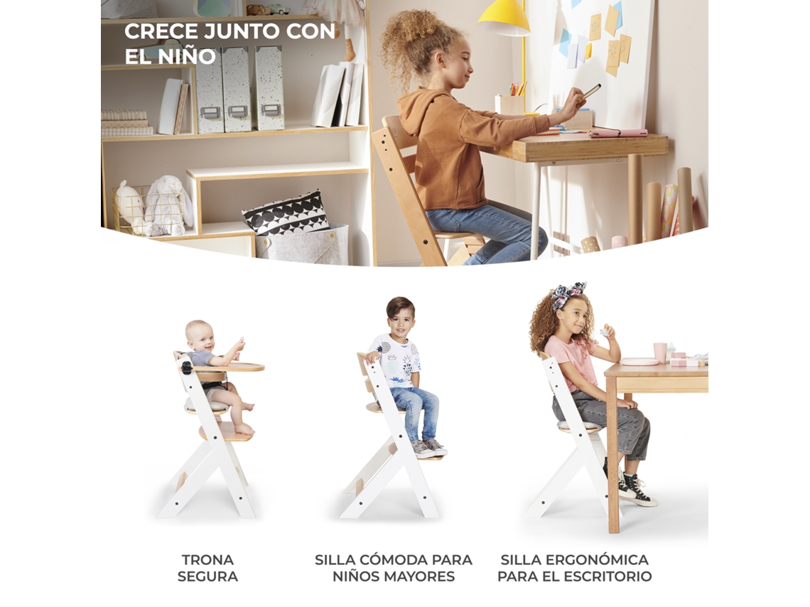 MS - Trona para bebé de Madera Full de - Evolutiva- Silla Alta, Ergonómica,  Regulable, Segura