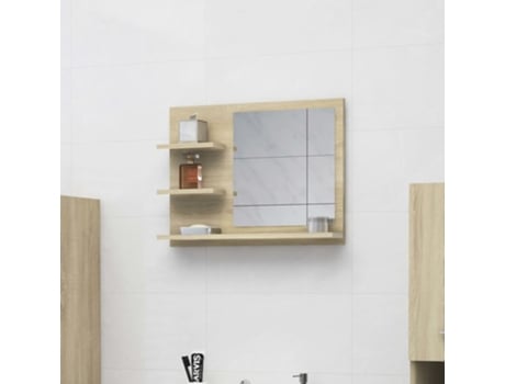 MAISON EXCLUSIVE - Espejo de baño madera contrachapada roble Sonoma 60x10,5x45 cm