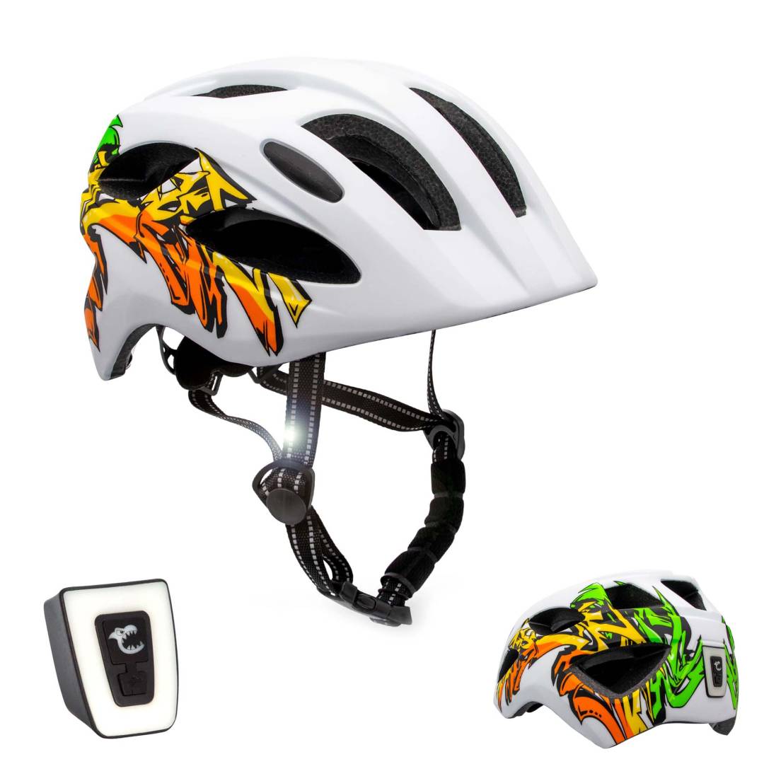 Casco de Bicicleta para Niños CRAZY SAFETY de 6 a 12 años Amarillo /Azul Grafiti EN1078