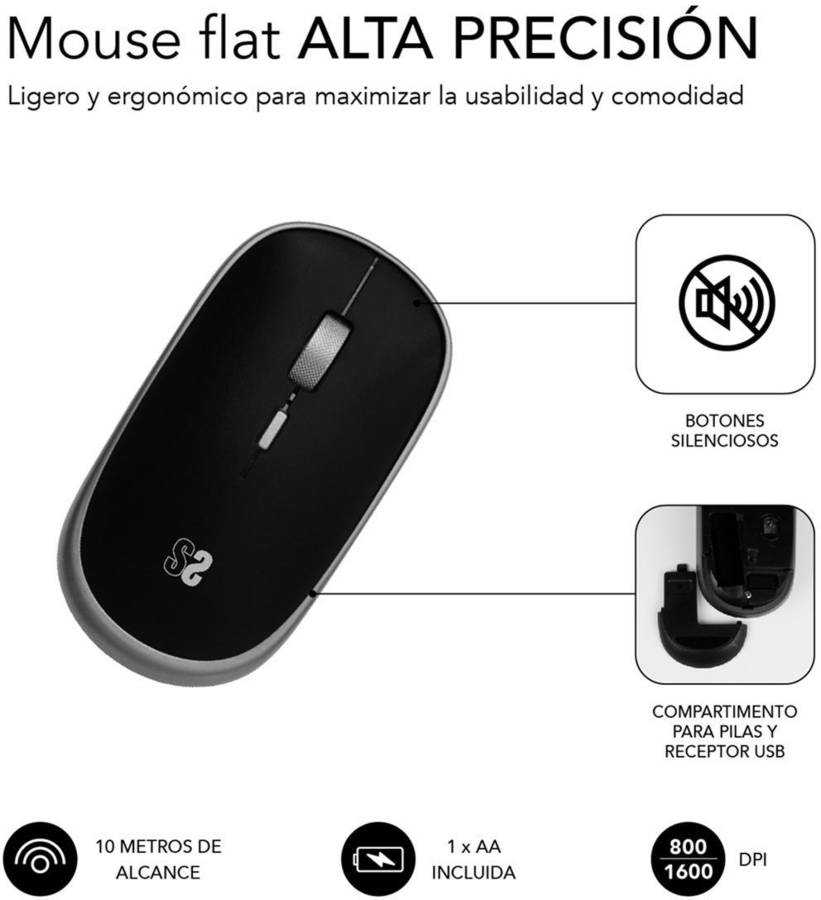 Mini Ratón SUBBLIM SUBMO-RFM0002 (Inalámbrico - 1600 dpi)