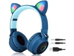 Auriculares On Ear Bluetooth ENKES Ranura para tarjeta Sd inalámbrica luminosa para niños Radio Fm plegable para computadora portátil