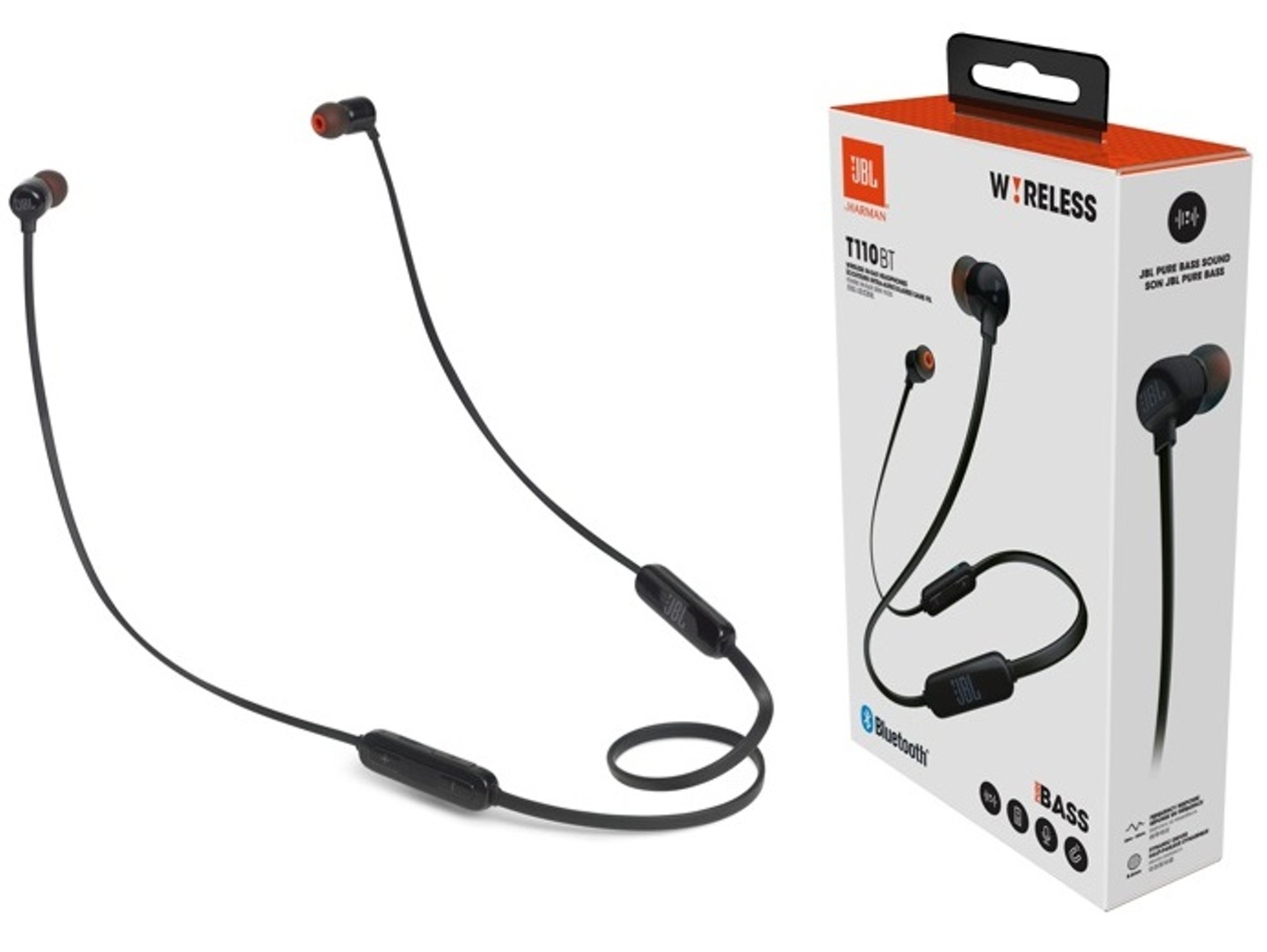 Auriculares Bluetooth JBL T110 (In Ear - Micrófono - Negro
