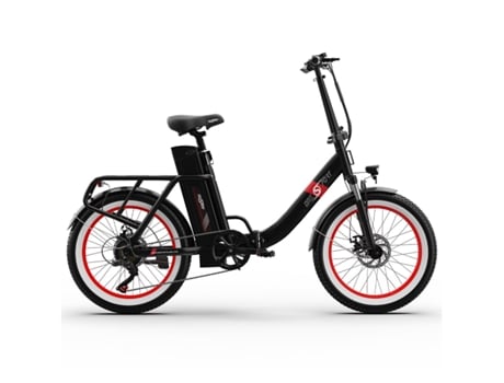 Bicicleta Eléctrica ONESPORT OT16-2 - Ruedas de 20 Motor 250W Batería 48V17Ah Autonomía 60KM - Negro Rojo