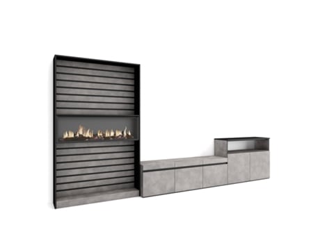 Skraut Home - Mueble TV, Televisión, Muebles de salón, almacenaje,  200x57x35cm, Para TV hasta 80, Chimenea eléctrica