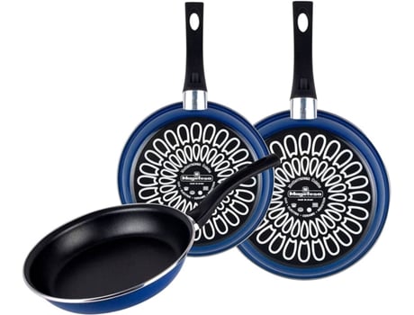 Magefesa Paula Juego de sartenes 182226cm acero vitrificado exterior azul. antiadherente bicapa reforzado apto para todo tipo cocinas especial 50 ahorro 3 182024cm