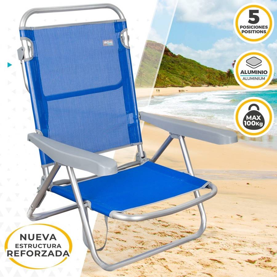 Silla de Playa AKTIVE 62607 Azul (100x68x64cm)