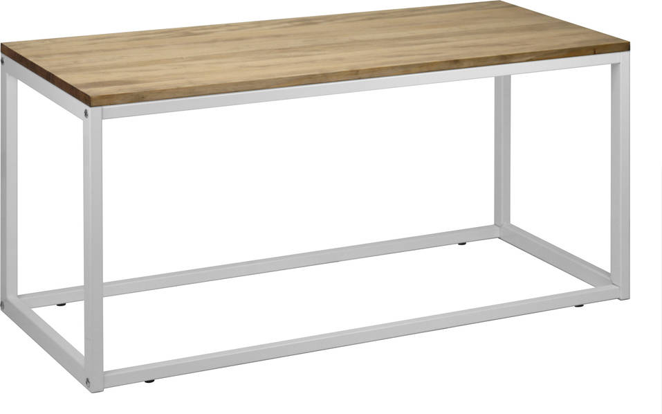 Mesa de Centro DS MUEBLES iCub (Blanco - 45 x 70 x 40 cm - Madera y Metal)