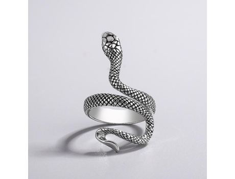 Retro retro plateado snake anillo de serpiente de mujer