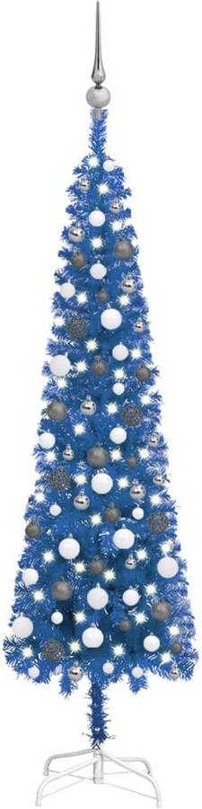 Árbol de Navidad VIDAXL con Luces LED y Bolas (Azul - 180x48 cm)