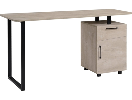 Homcom Mesa Escritorio con y armario balda ajustable para ordenador multiusos de canto redondo 150x60x76 cm madera natural oficina 150x60x76cm 150 60 76