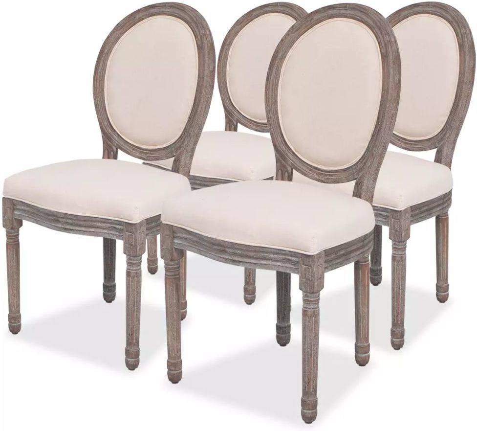 Conjunto 4 Sillas de Comedor VIDAXL 244088 Tejido Beige