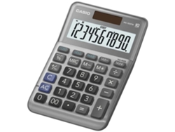 Calculadora de escritorio gris CASIO Ms-100Fm Pantalla de 10 dígitos Funciona con batería y energía solar 101 x 148,5 x 27,6 mm