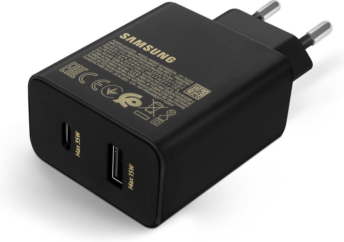 Cargador Pared SAMSUNG EPTA220NBEGEU (3A - USB C + USB - Negro)