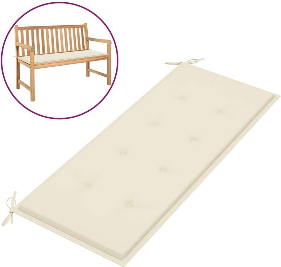 De Banco Vidaxl blanco crema 120x50x3 cm almohada para 120 50 4