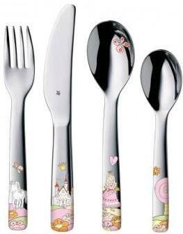 Wmf Princesa Anneli cubertería para niños 4 piezas tenedor cuchillo de mesa y pequeña kids infantil set cubiertos 12.9415.6040