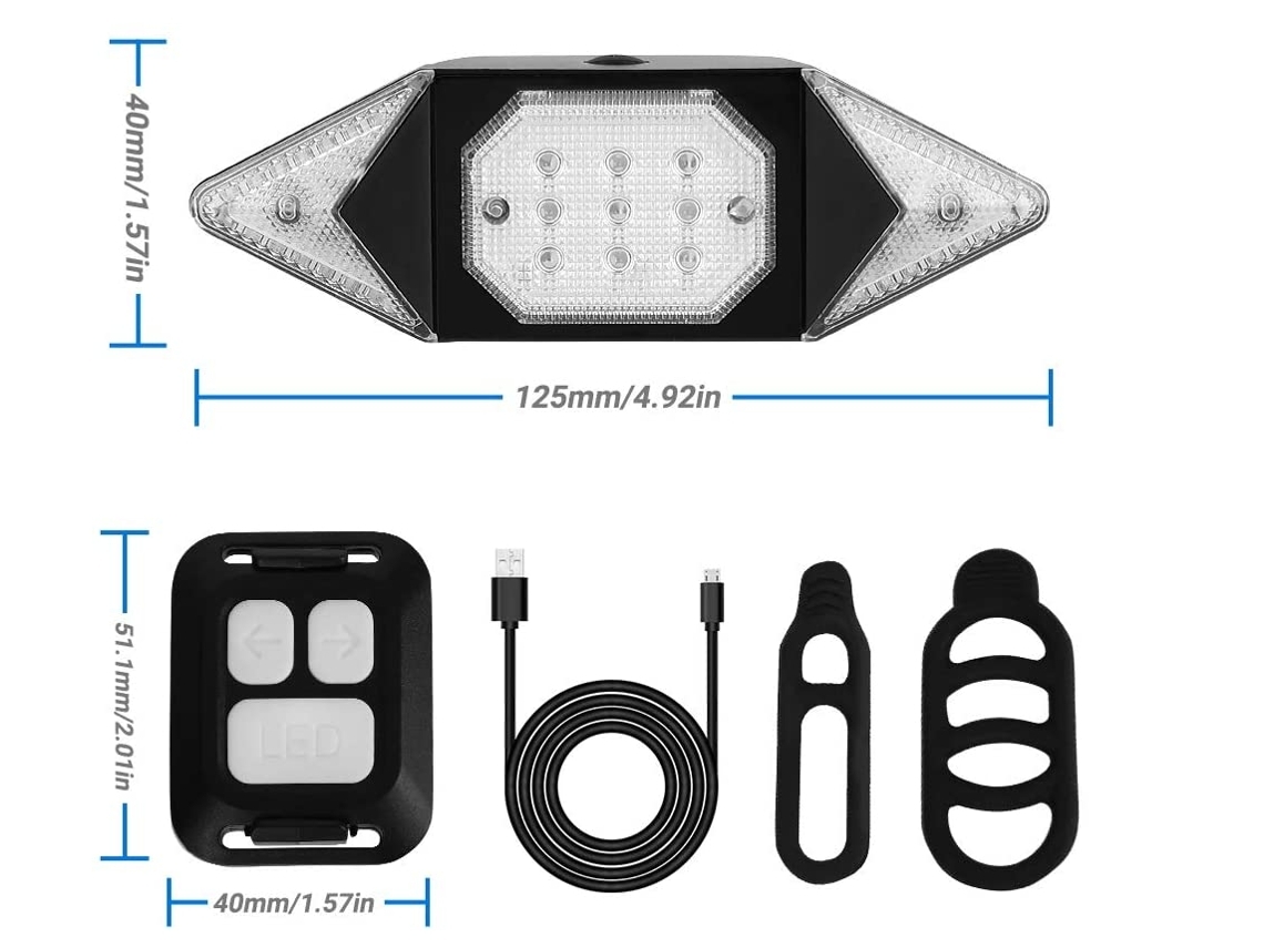 Luz De Señal De Giro De Bicicleta Inalámbrico Control Remoto USB