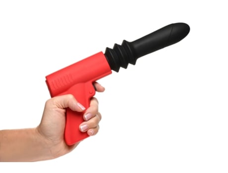 Vibrador Pistola Con Movimiento de Empuje Negro/Rojo MASTER SERIES