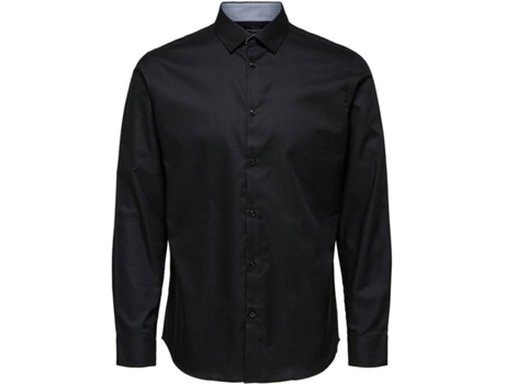 Camisa SELECTED Slim Algodón Hombre (S - Negro)